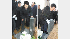 안상수가 밟았던 5·18묘역 그 상석, 문성근도 밟았는데…