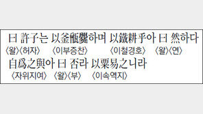 [한자 이야기]<1337> 曰許子는 이부증찬하며 以鐵耕乎아 曰然하다 自爲之與아
