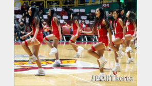 [포토] 치어리더 셔플댄스…한파에 발에 땀날 기세~