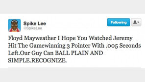 [NBA] 스파이크 리 “메이웨더 보고 있나?” 제레미 린 활약에 흥분