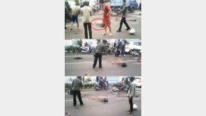 차 사고로 여성 쓰러지자 태연하게 ‘사진 촬영’ 논란