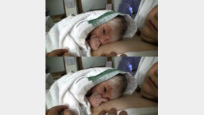 갓난 아기 돌발재롱 “첫 인사가 가운데 손가락”