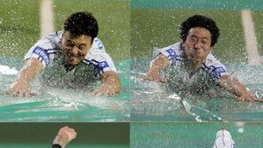 [포토] 이승엽-배영섭-김상수-박석민, ‘우천취소 시원한 팬서비스’