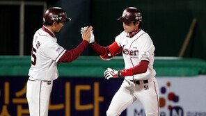 [포토] 넥센 장기영, ‘코치님 저 홈런 잘 쐈죠?’