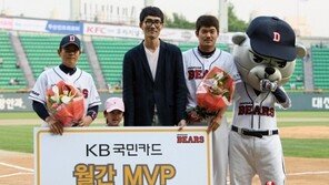 [포토] 두산 4월 MVP는 손시헌과 임태훈