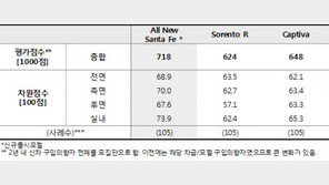 뉴 싼타페, 캡티바·쏘렌터R 제치고 최고 디자인