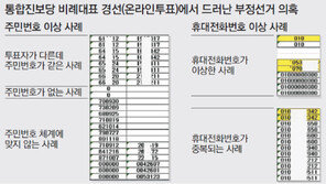 온라인 투표 주민번호 13자리 일치 수십건… 통진 부정경선 증거 추가공개