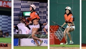 [포토] 롯데 배트걸 박기량, 일 하는 그 와중에도 빛나는 바디라인