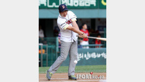 [포토] 김기욱, 시타중? 배트 들고 골프할 기세~