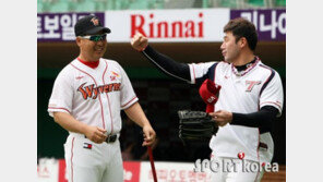 [포토] 서재응 주먹질 하극상…이만수 감독 웃고 있지만 ‘멘붕’