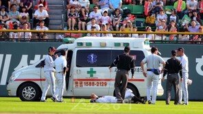 [포토] 이진영,  ‘물벼락’ 이후로 ‘날벼락’ 햄스트링 부상