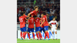 [포토] ‘한국-레바논’ 구자철의 격한 축하에 김보경 ‘깔리겠어!’