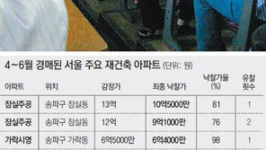 시장선 ‘찬밥’… 경매선 ‘인기’ 서울 재건축 아파트 ‘양극화’