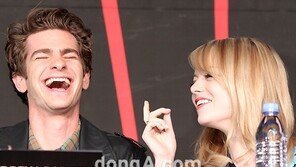 [SD포토] 앤드류 가필드, 엠마 스톤 얘기에 ‘목젖 보일라~’