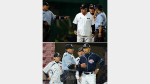 [포토] 심판에게 항의하는 양승호-김진욱 감독…‘무슨일이지?’