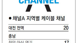 [강원][대전/충남][충북] 채널A 지역별 케이블 채널