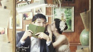 ‘221cm’ 하승진, 2살 연하 ‘보통 키’ 신부와 귀여운 웨딩화보 공개