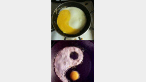 ‘태극 모양 달걀 프라이’…절묘한 흰자와 노른자의 분리