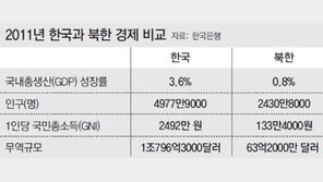 北, 3년만에 플러스 성장 1인소득은 南의 19분의 1