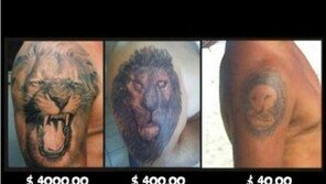 가격별 문신 “40→400→4000달러, 돈에 따라 천차만별”