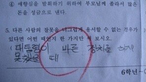  ‘6학년 답안지’ 대통령이 정치 못하면 용서 못해!