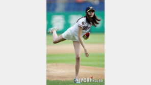 [포토] 김원경, 시구…학다리같은 각선미 ‘역시 모델 다워’