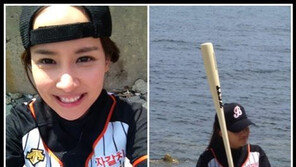 조여정 롯데 유니폼 입고 바닷가에서 스윙훈련…“배트걸로 영입해야”