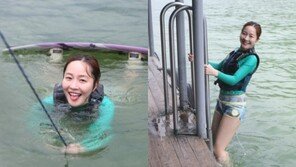 엄지원, 민낯에 웨이크보드 포착 ‘천진난만’