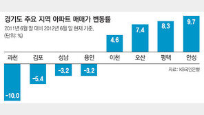 경기도 집값 양극화 심화… 과천 10%↓ 안성 9.7%↑