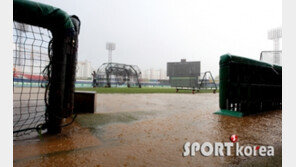 [포토] 폭우에 젖은 무등야구장 그라운드
