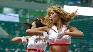 [포토] 치어리더, 아찔한 동작으로 치마가 훌렁~