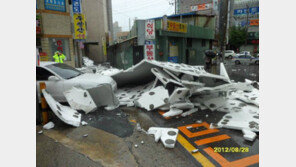 제3보: 태풍 볼라벤 피해 속출, 신호등 쓰러지고 나무 뽑히고…