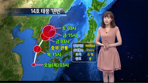 태풍 덴빈 위치, 12시 현재 고흥 부근 도달…호남 200m 폭우