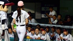 [포토] 톱 모델 이현이 등장에 넋 나간 LG선수들