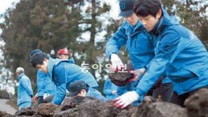 [제주]돌담 고치며 제주사랑 새록… 카페베네 80여명 봉사활동