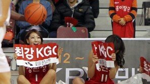 [포토] 치어리더, 날아오는 공에 ‘깜짝’…고개 ‘푹’