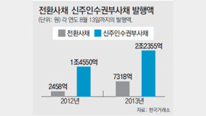 회사채시장 급랭… CB발행 2배 급증