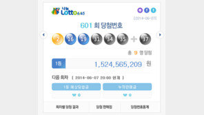 제601회 로또 1등 번호 ‘2, 16, 19, 31, 34, 35’