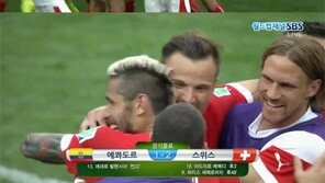 스위스, 종료 직전 에콰도르에 2-1 역전승, ‘짜릿한 결승골’