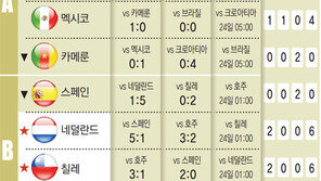 월드컵 전적 한눈에 보세요<22일 현재>
