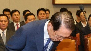 [포토] 고개숙인 김기춘 비서 실장 업무보고 