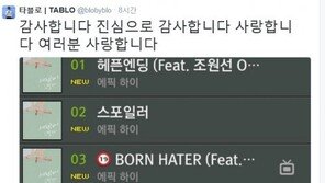 에픽하이, 음원차트 1위 석권…타블로 “수백 수천 만 번 감사합니다”