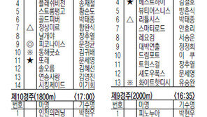 10월 25일, 26일 경마 출마표