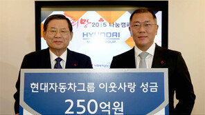 현대차 250억-LG 120억 이웃돕기 성금 기탁