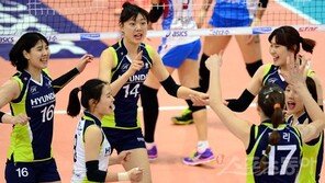 현대건설 5연승·단독 1위 ‘블로킹의 힘’