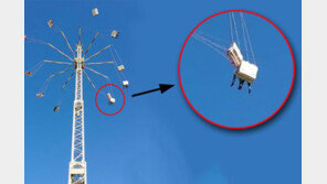 14명 태운 놀이기구, 60m 상공서 빙빙 돌다가 ‘쿵’…아찔 영상 공개