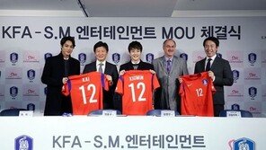 엑소 카이-시우민, SM·대한축구협회 MOU 체결식 참석…‘명예사원 인증샷’