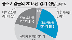 중소기업 10곳중 8곳  “2015년 경기-경제환경  2014년 수준이거나 악화” 