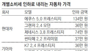 2015년부터 배기량 2000cc 초과 차량 개별소비세 인하