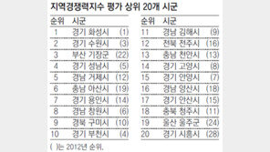 지역경쟁력, 화성시 3회 연속 1위